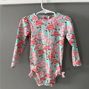 Ruffle Butts Pink Flamingo Kids swimsuit